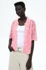short-sleeved pointelle-knit shirt
