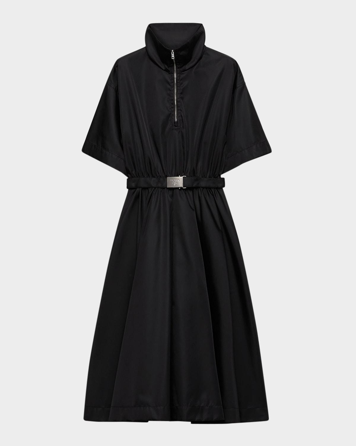 short-sleeved re-nylon midi dress