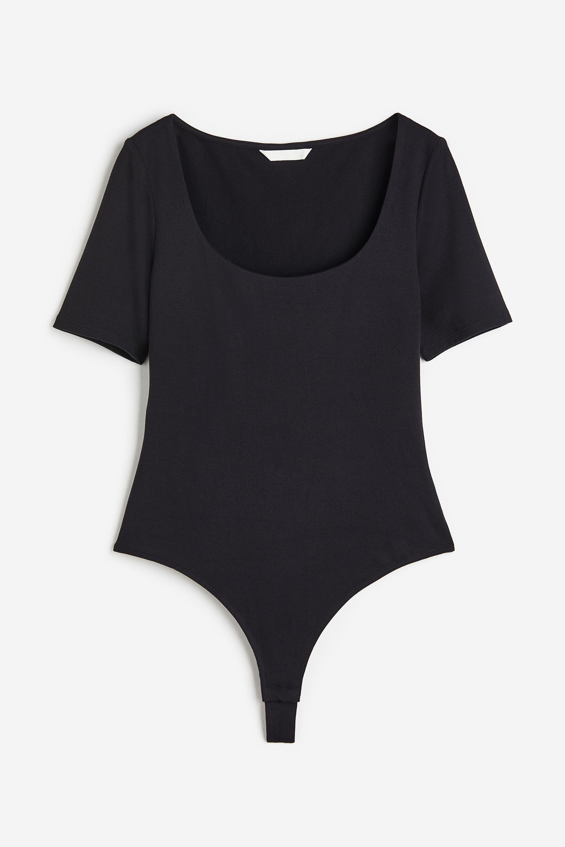 short-sleeved thong bodysuit