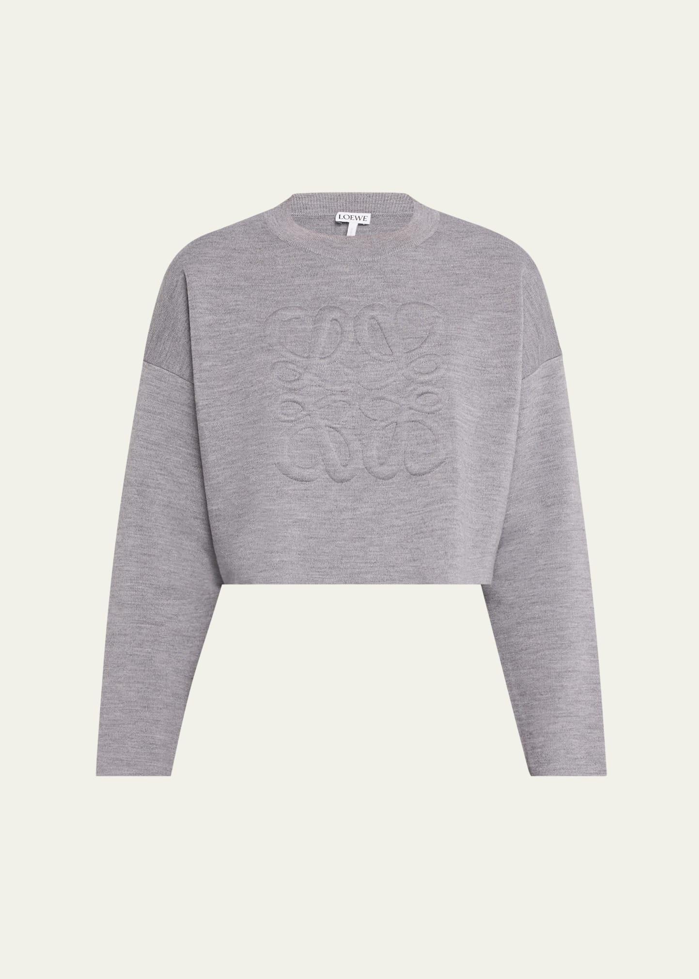 short wool sweater with anagram detail