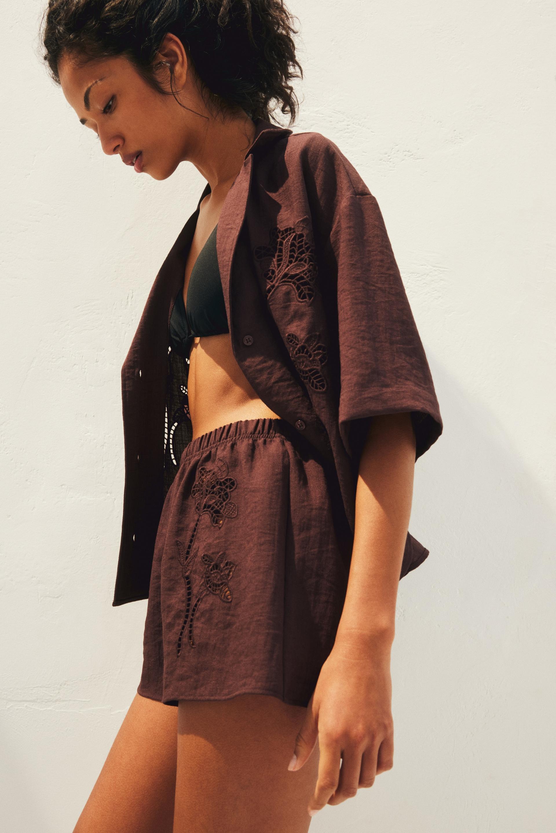 shorts with eyelet embroidery