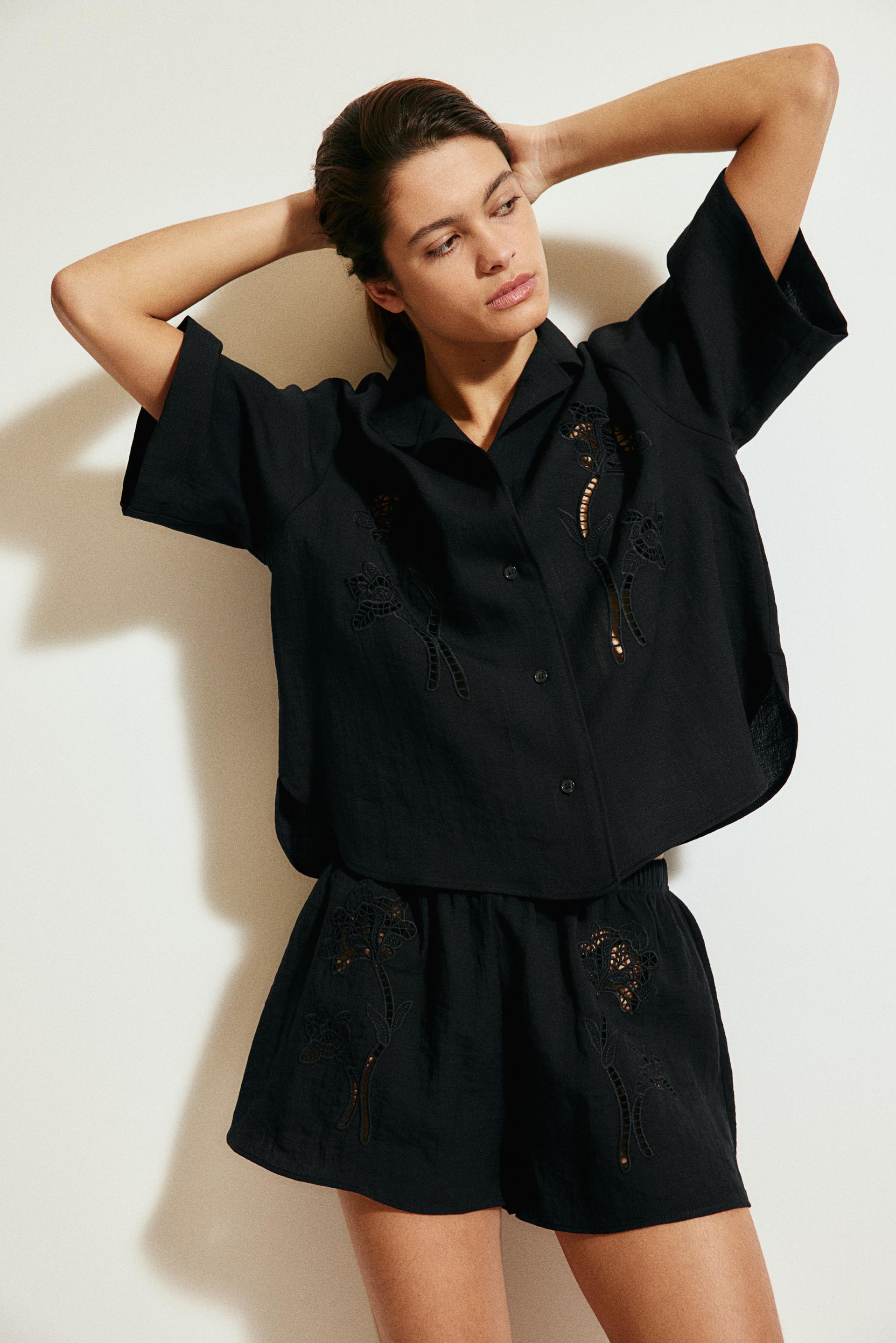 shorts with eyelet embroidery