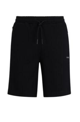 shorts with logo print- black men's jogging pants