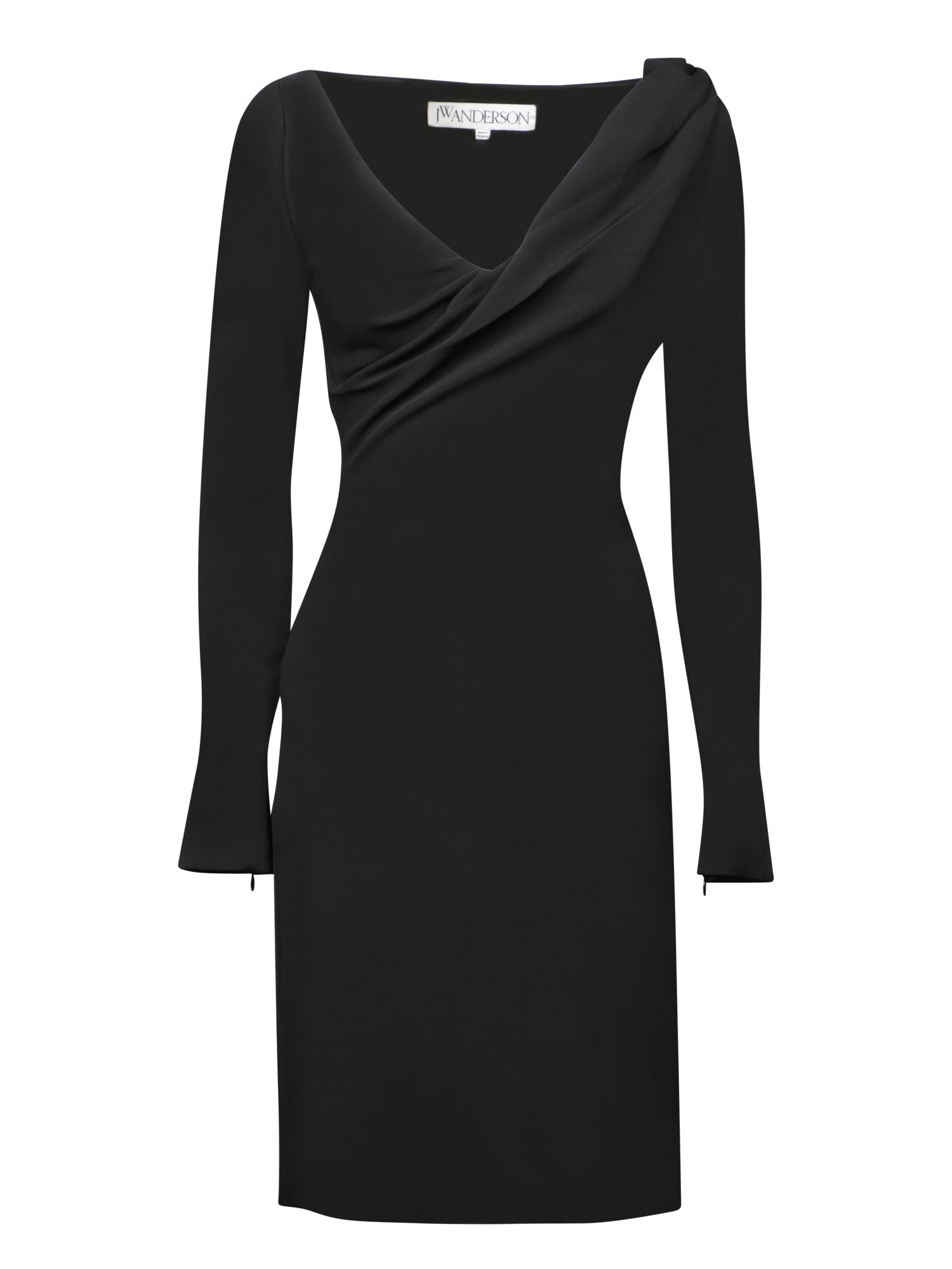 shoulder drape v neck dress