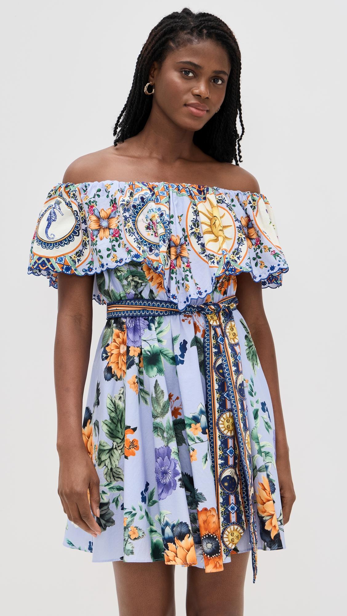 shoulder frill short dress