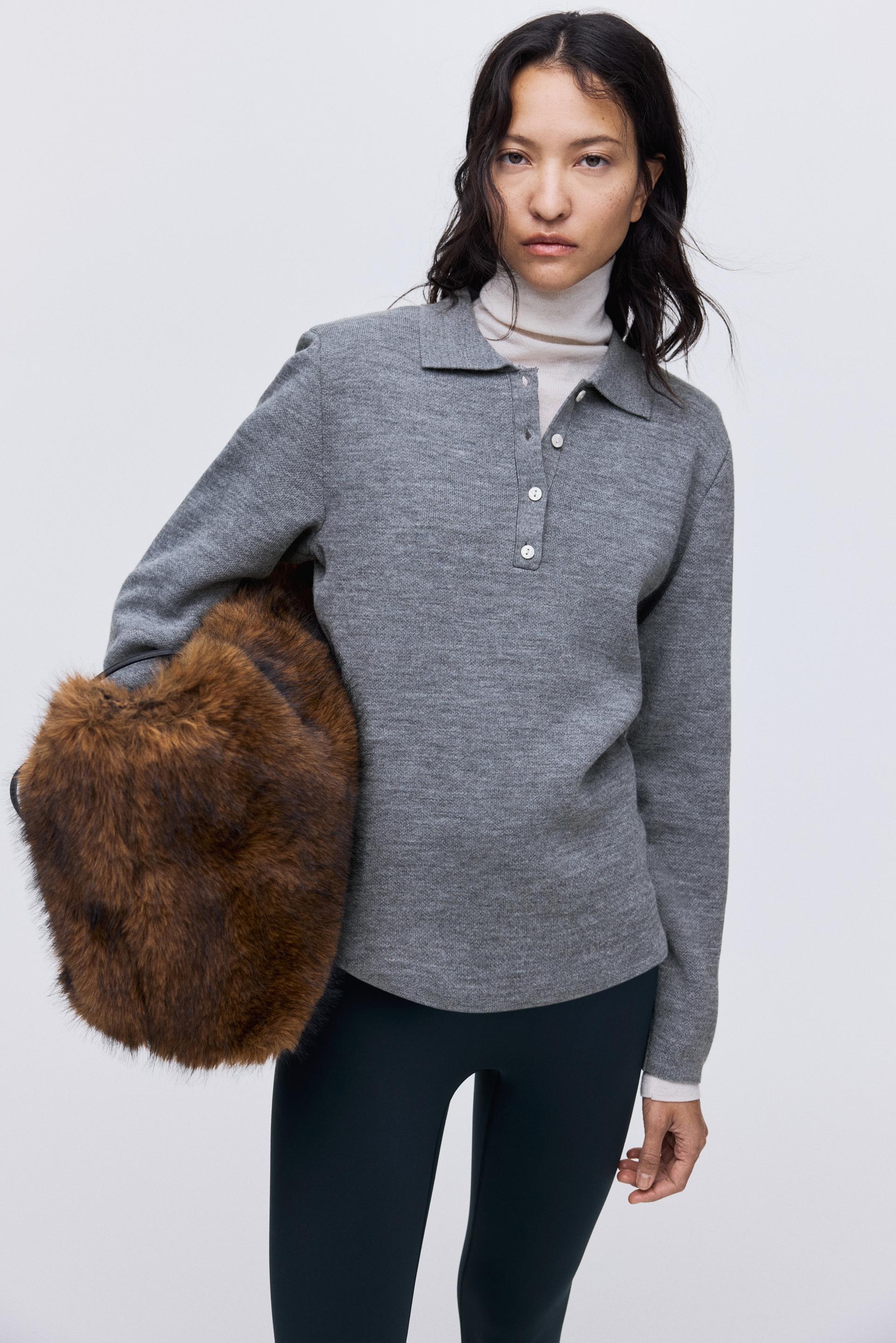 shoulder-pad polo sweater