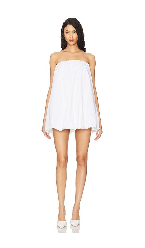 show me your mumu beverly bubble dress in white.