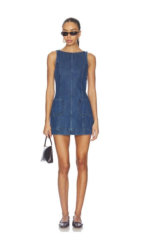show me your mumu boulevard mini dress in blue.