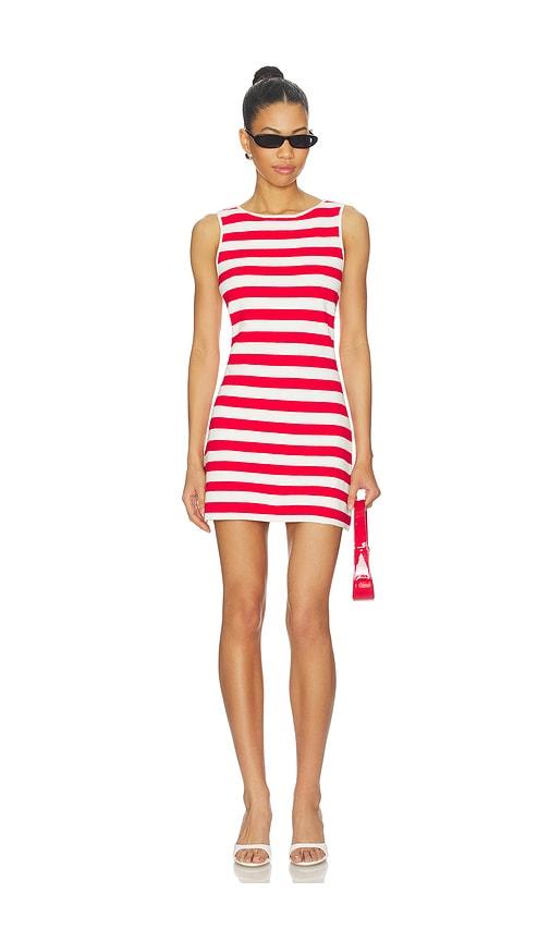 show me your mumu cameron mini dress in red,white.