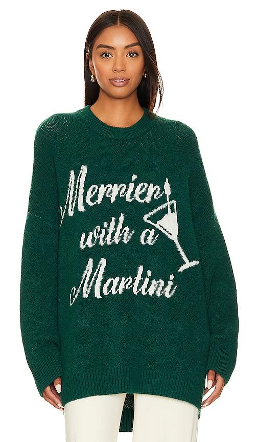 show me your mumu classic crewneck sweater in green.