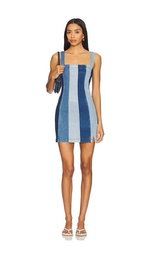 show me your mumu coronado corset dress in blue.