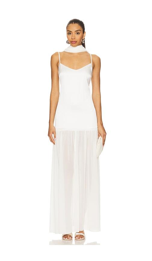 show me your mumu dalia maxi dress in white.