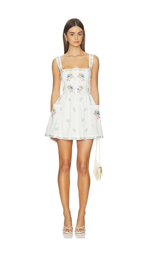 show me your mumu demi mini dress in ivory.