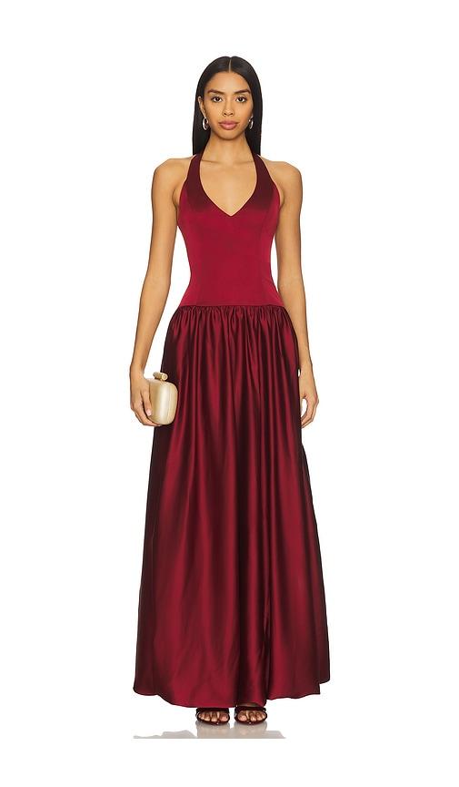 show me your mumu eliza maxi dress in red.