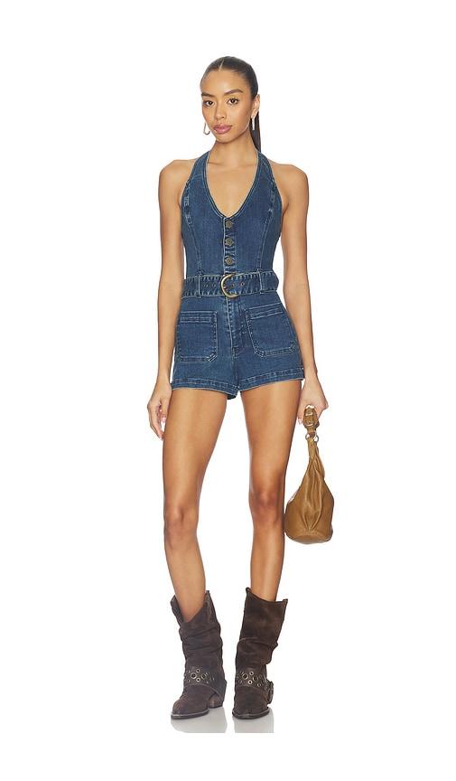 show me your mumu fort worth romper in blue.