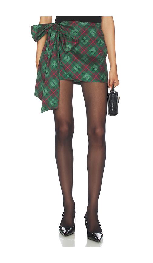 show me your mumu iva bow skirt in green.