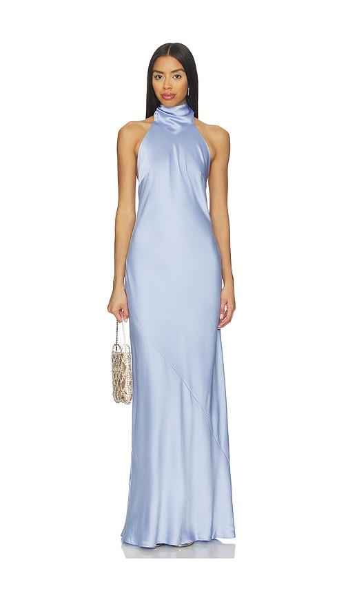 show me your mumu lisa maxi dress in baby blue.