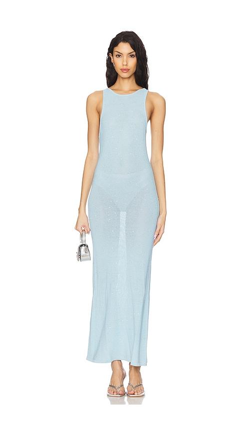 show me your mumu miche maxi dress in baby blue.