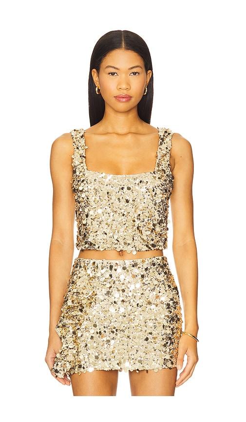 show me your mumu mixer top in metallic gold.