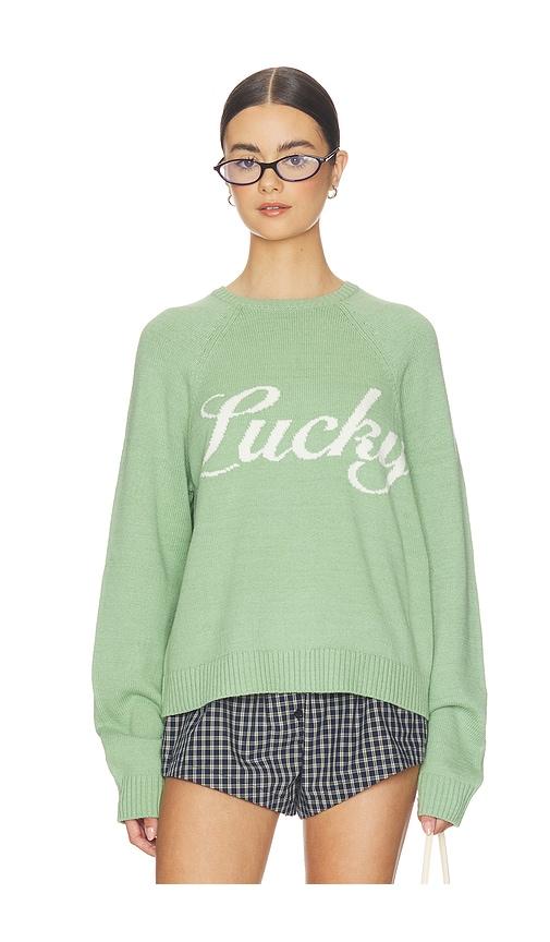 show me your mumu off duty sweater in mint.