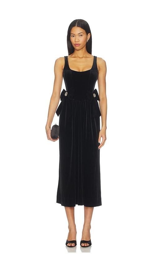show me your mumu ricci midi dress in black.