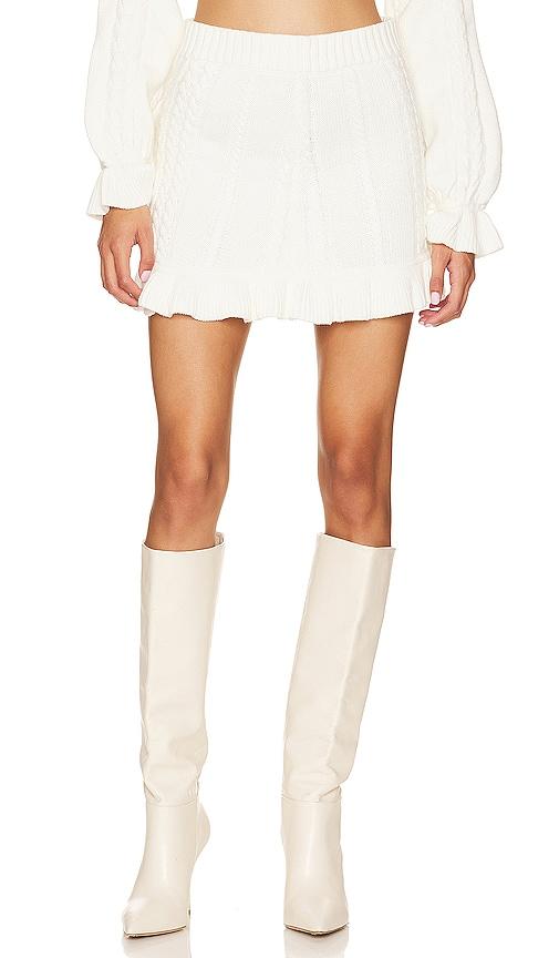 show me your mumu ridley ruffle skirt in cream.