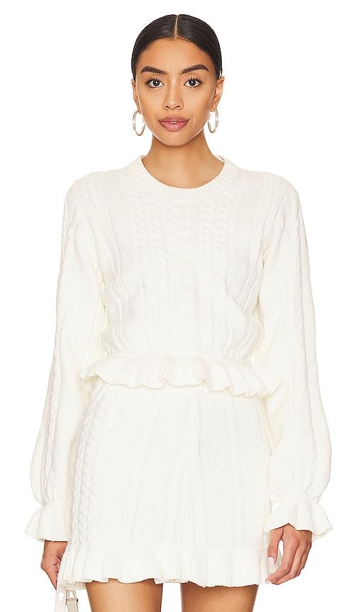 show me your mumu ridley ruffle sweater in cream.
