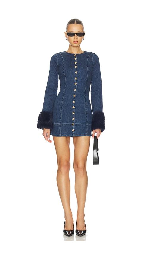 show me your mumu rockefeller mini dress in blue.