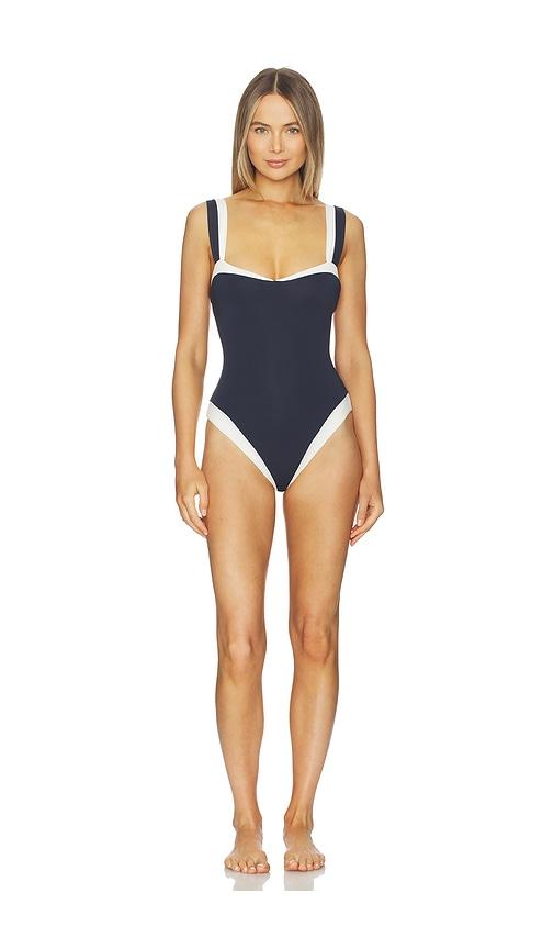 show me your mumu saint jean one piece in navy,white.