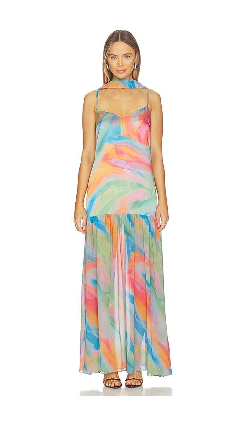 show me your mumu x revolve dahlia maxi dress in blue,pink.