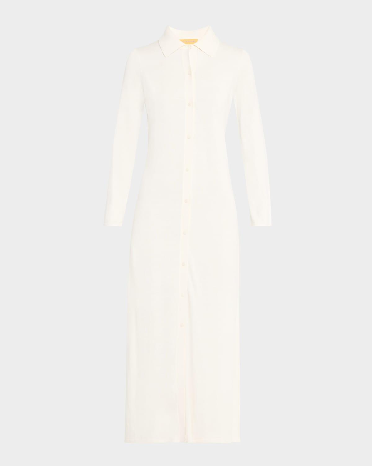 showtime silk-linen maxi shirtdress