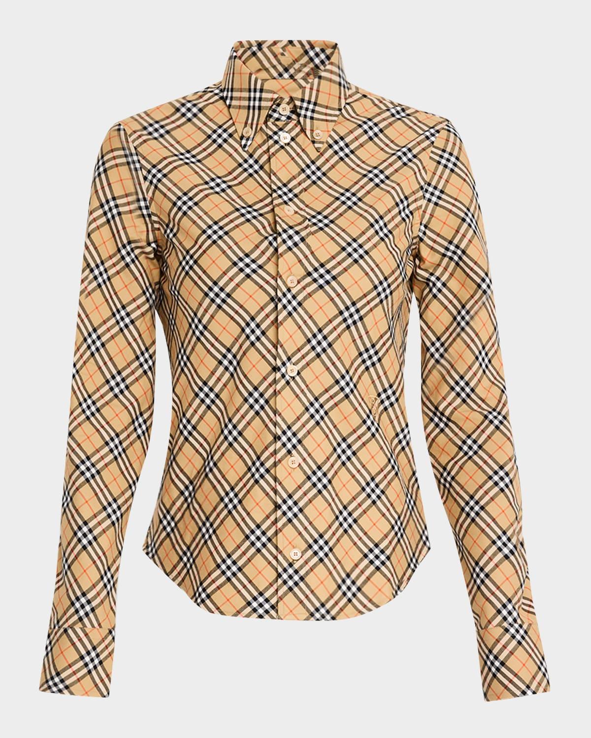 shrunken check button-down shirt