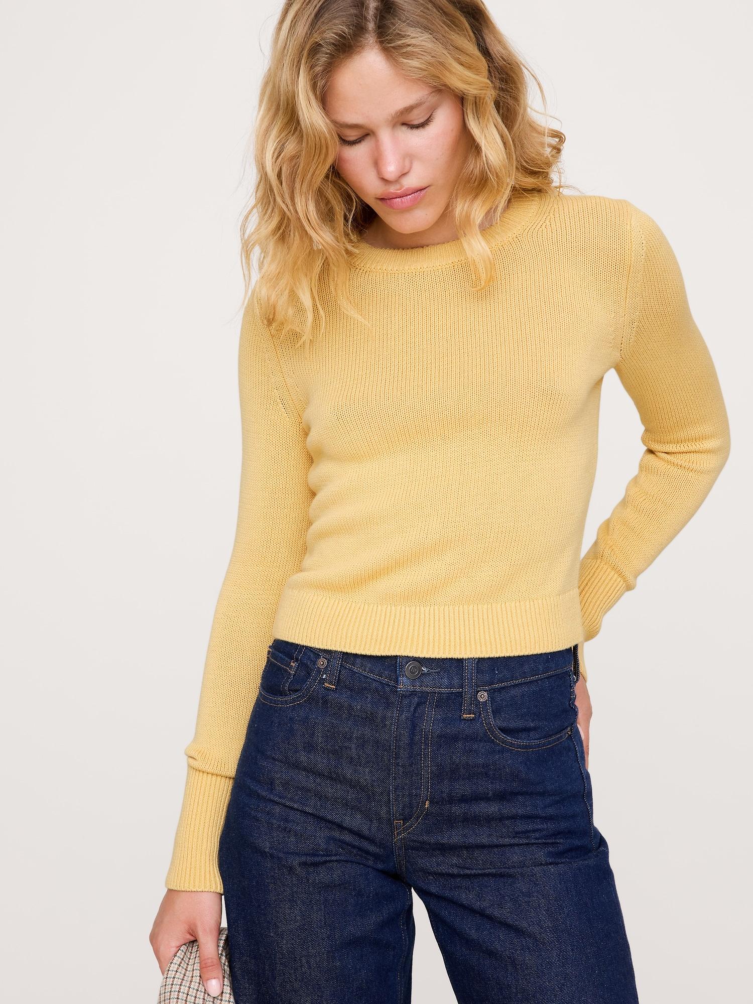 shrunken cotton-silk crew-neck sweater
