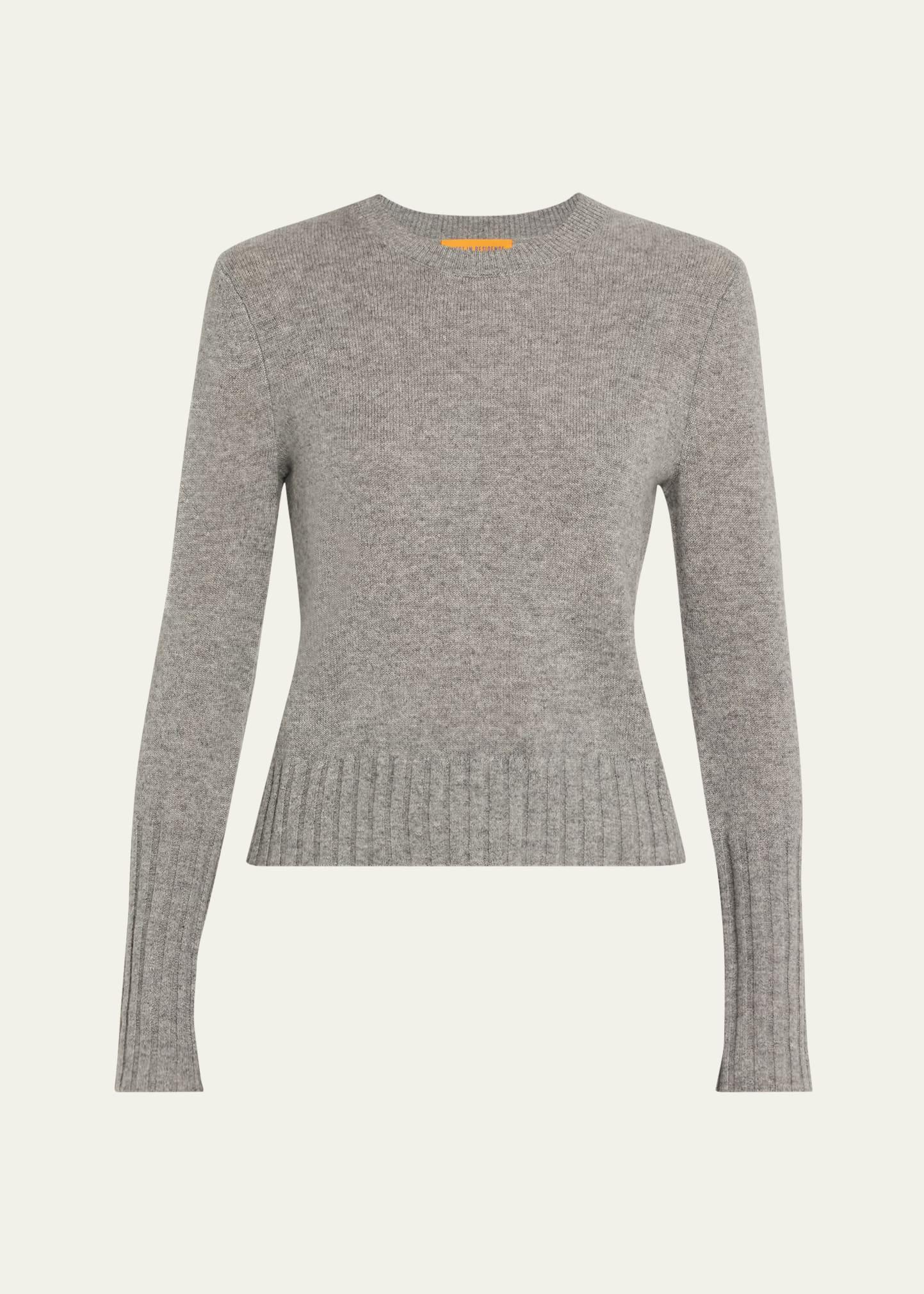 shrunken crewneck sweater in cashmere
