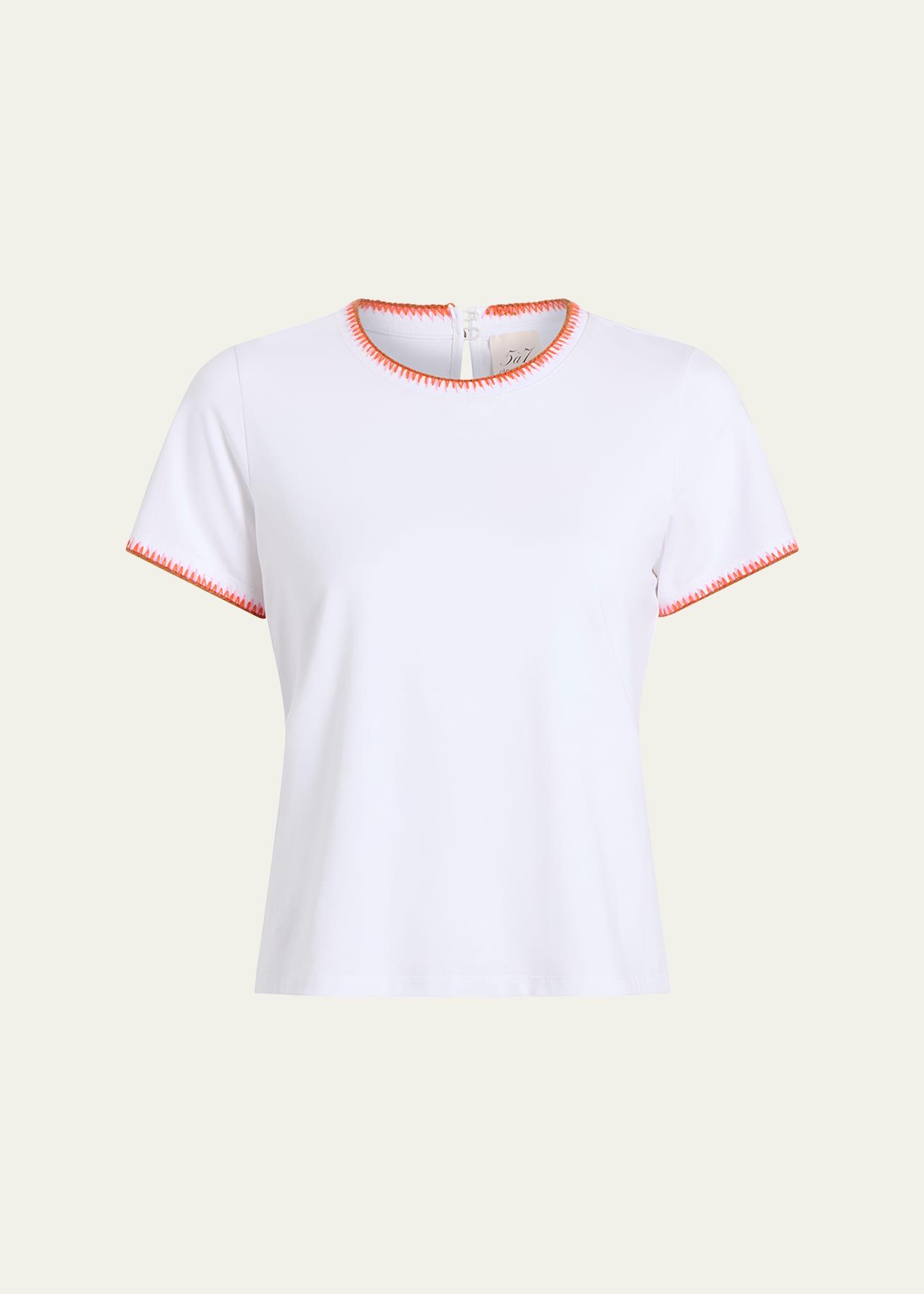 shrunken crochet-trim tee