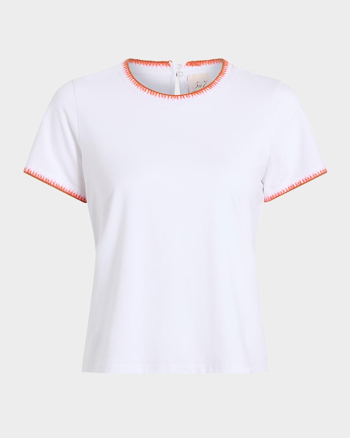 shrunken crochet-trim tee