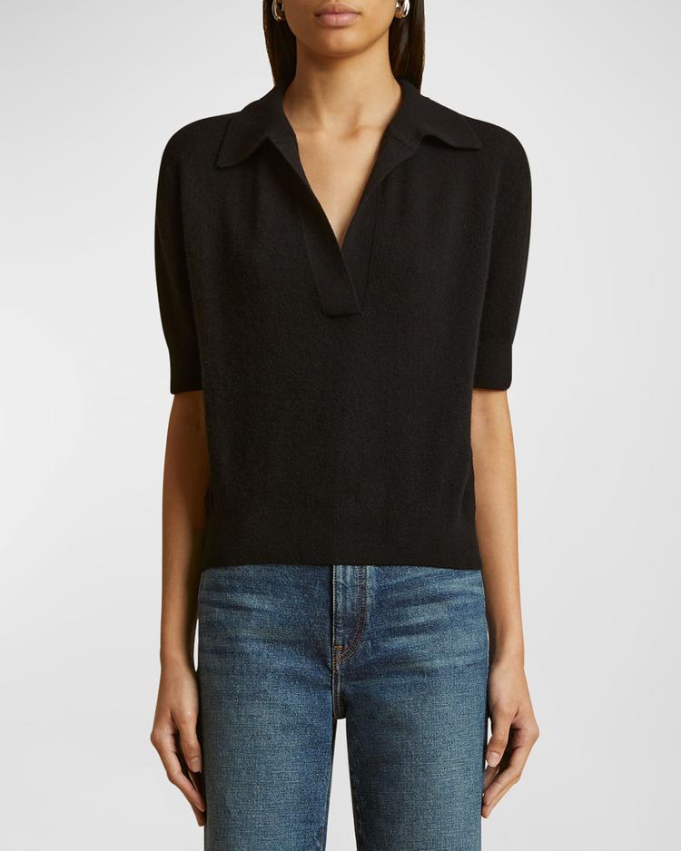 shrunken jo cashmere polo sweater