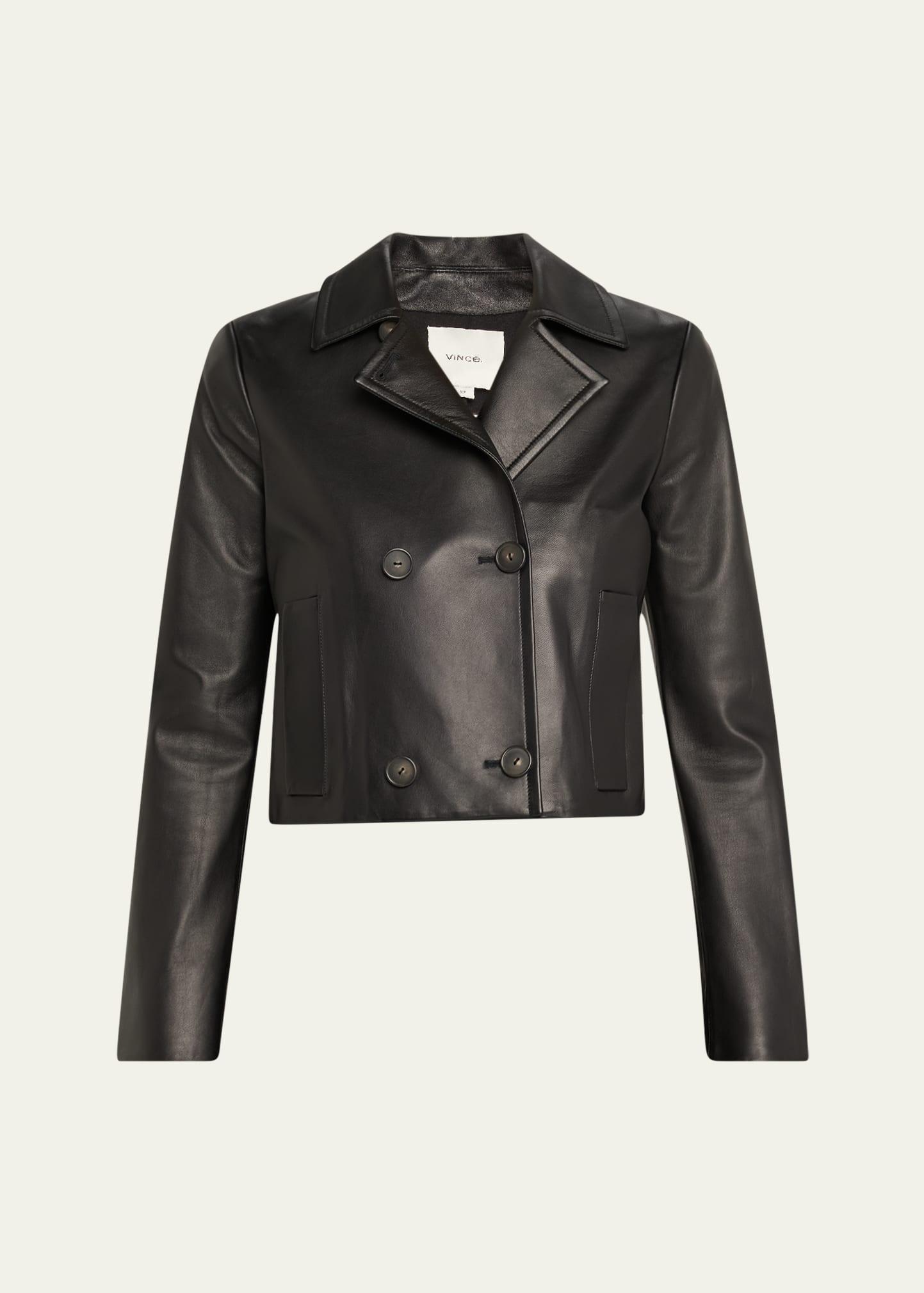 shrunken leather peacoat