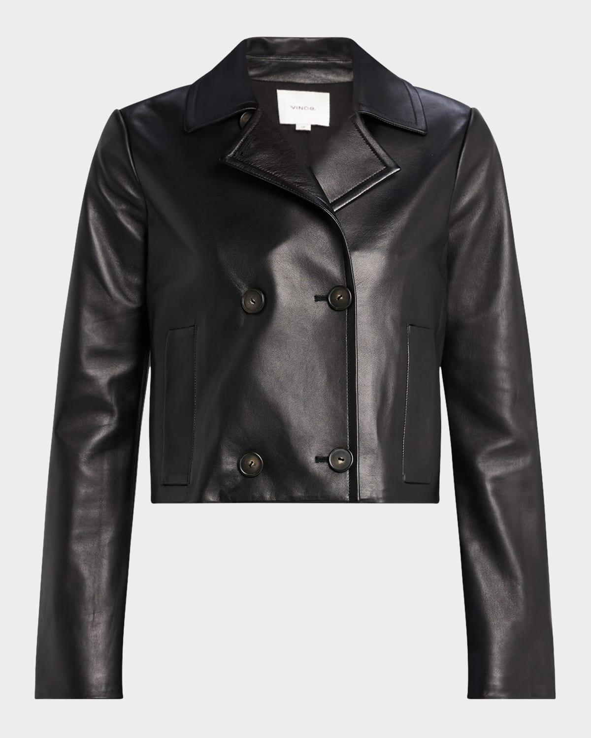 shrunken leather peacoat