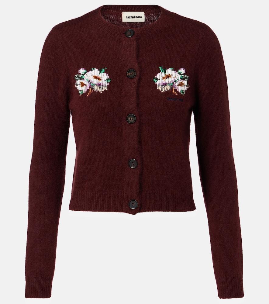 shushu/tong beaded cashmere and cotton cardigan
