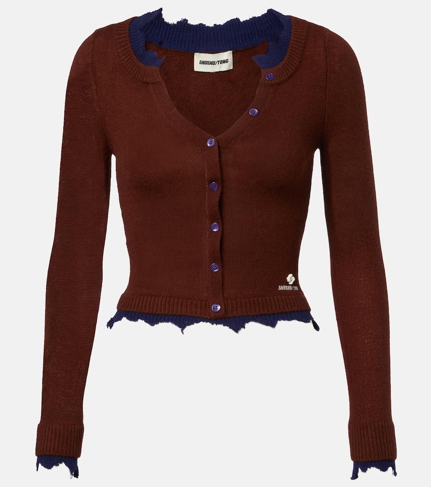 shushu/tong distressed wool cardigan