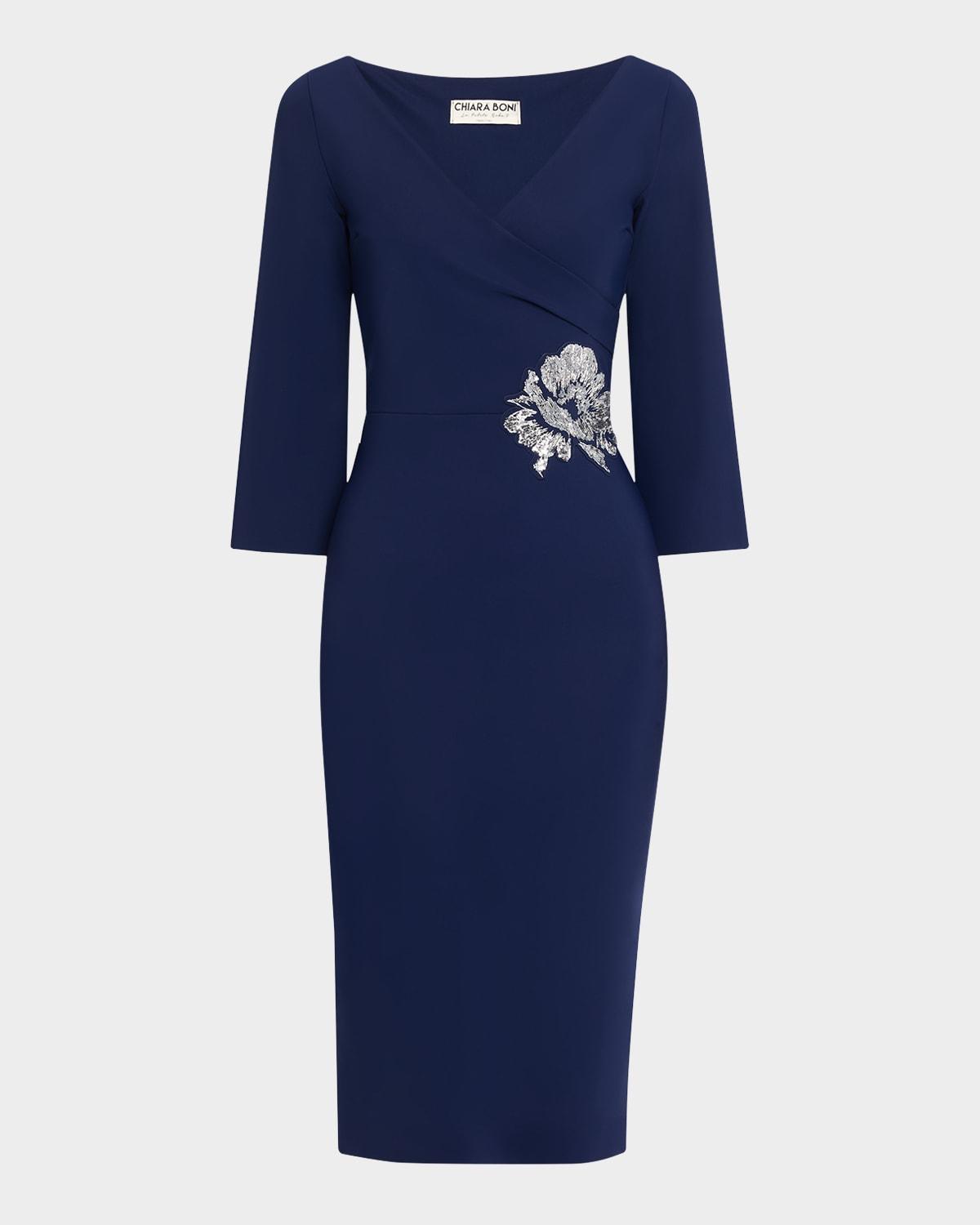 shusui bodycon sequin applique midi dress