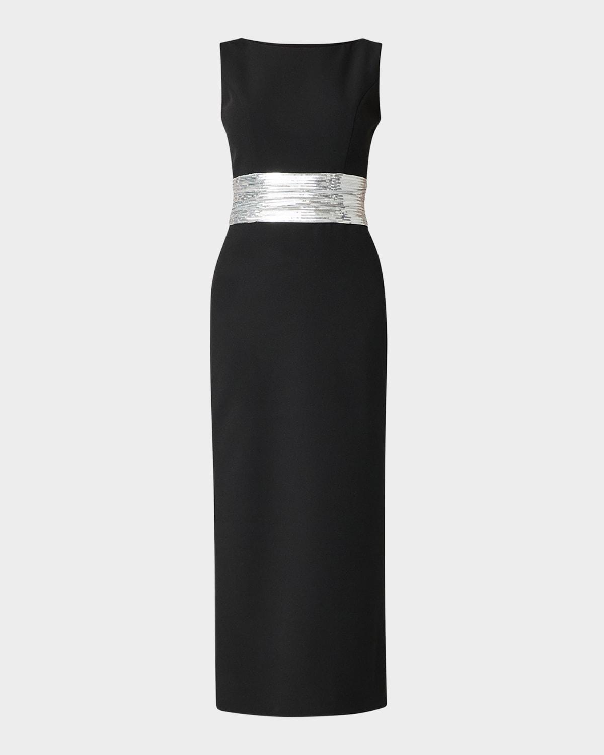 sia sleeveless sequin bow midi dress