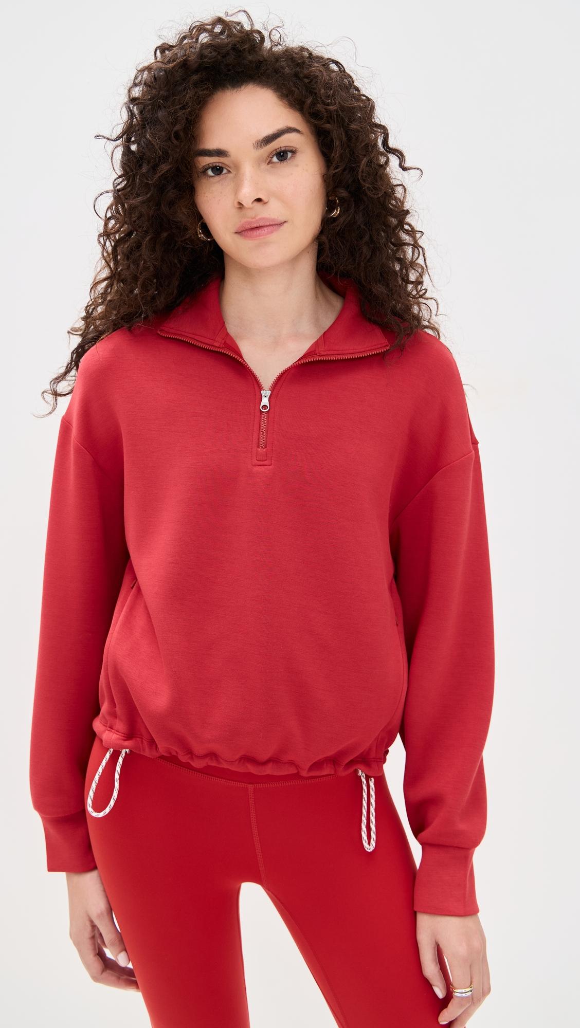 sian cropped half zip midlayer