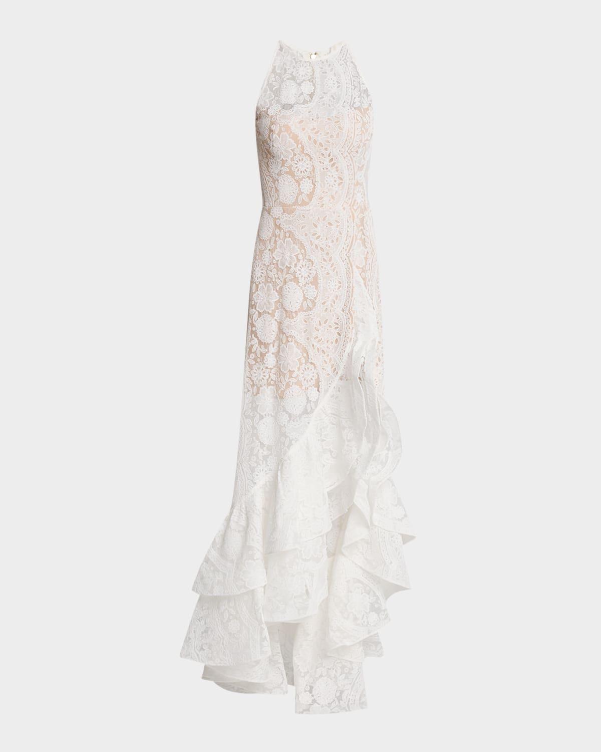 sicilia high-low floral lace gown