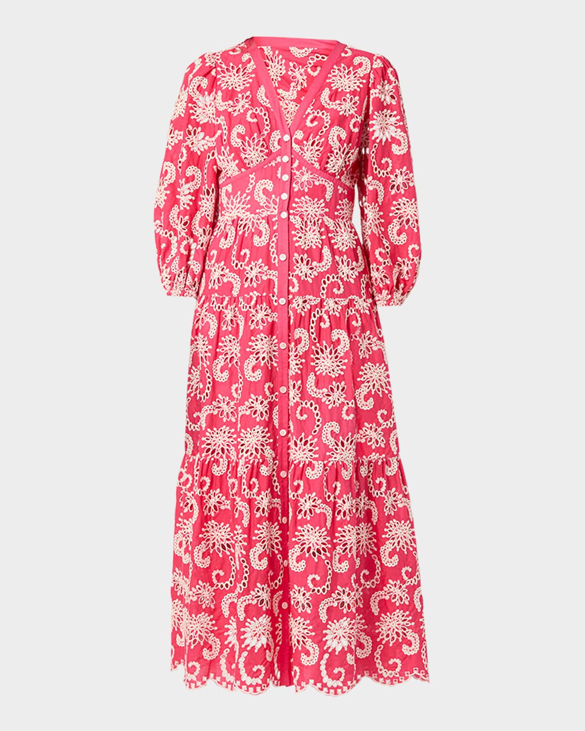 sicily tiered eyelet-embroidered midi dress
