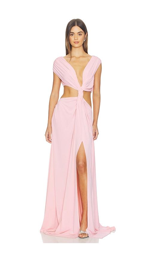 sid neigum braid dress in pink.