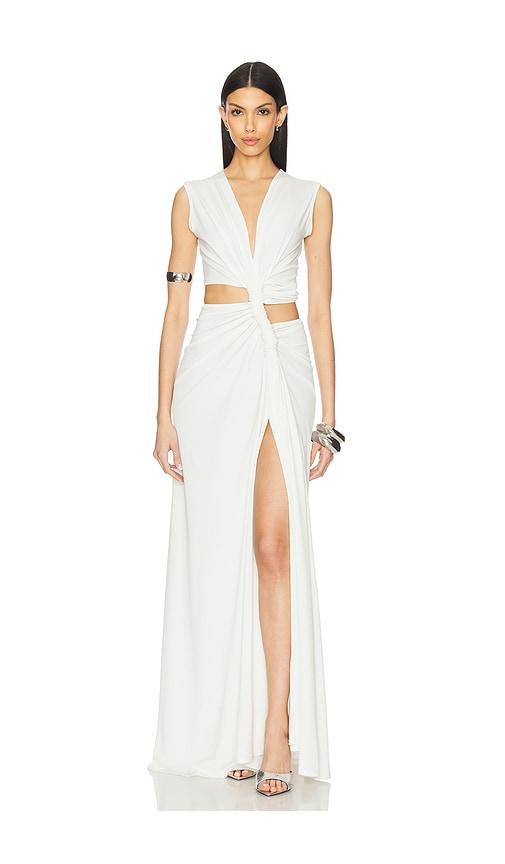 sid neigum triple loop dress in ivory.