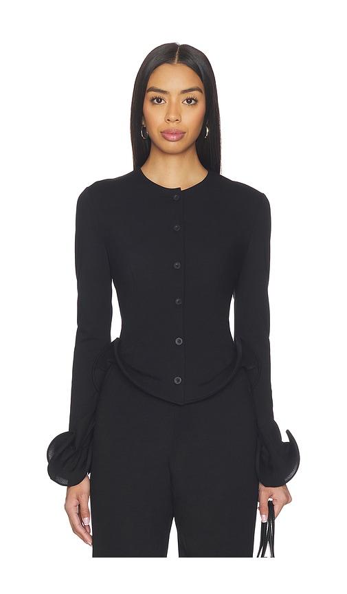 sid neigum wave hem jacket in black.