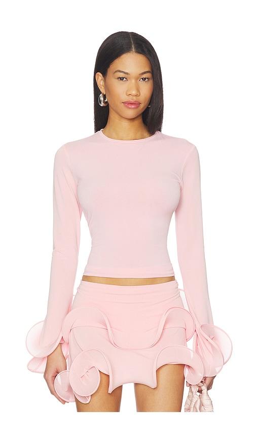 sid neigum wave sleeve bamboo top in pink.